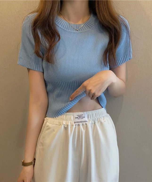 Damski T-shirt klasyczny w prążki