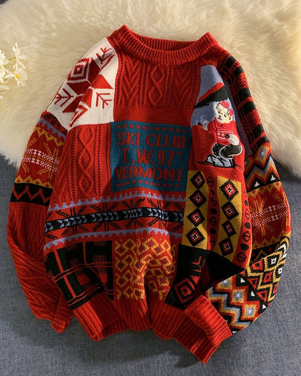 Męski sweter świąteczny z dekoltem w łódkę