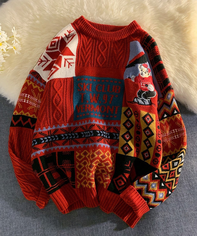 Męski sweter świąteczny z dekoltem w łódkę