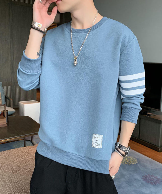 Męska bluza bez kaptura z paskami na rękawie