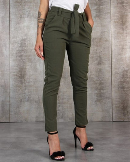 Damskie spodnie chinosy z wiązaniem