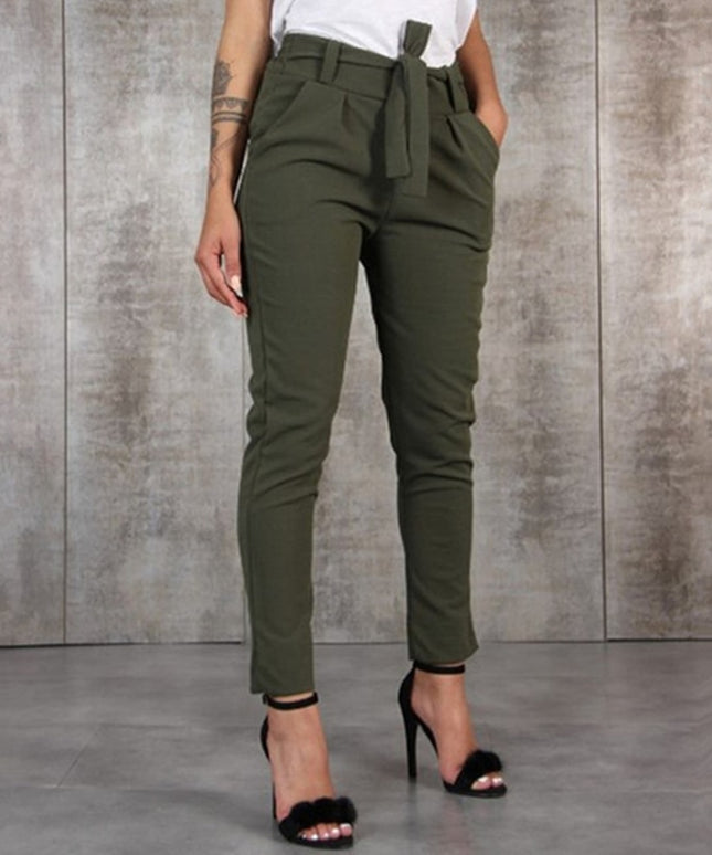 Damskie spodnie chinosy z wiązaniem