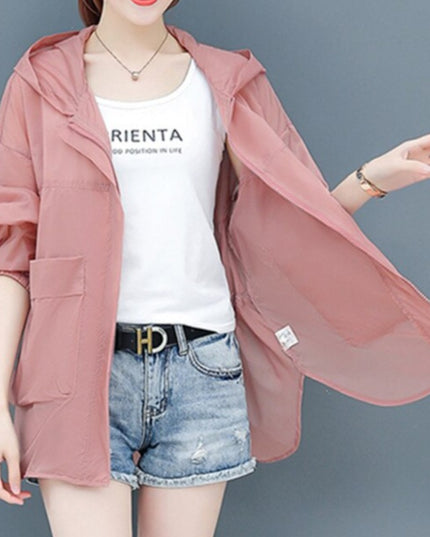 Damska kurtka przejściowa przeciwdeszczowa ze ściągaczem z tyłu