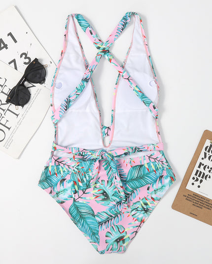 Jednoczęściowy strój kąpielowy monokini z paskiem w talii