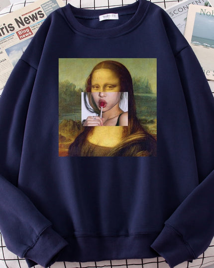 Męska bluza bez kaptura z nadrukiem Mona Lisy