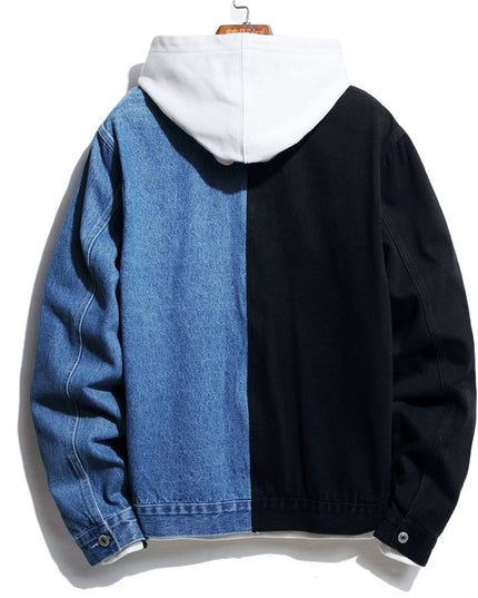 Męska kurtka jeansowa dwukolorowa o prostym kroju