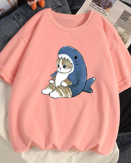 Damski T-shirt z motywem kotka