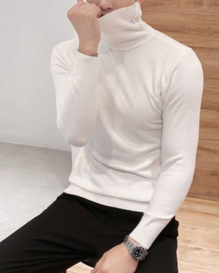 Męski sweter typu golf o dopasowanym kroju