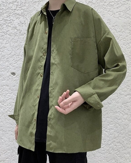 Męska koszula gładka o kroju oversize