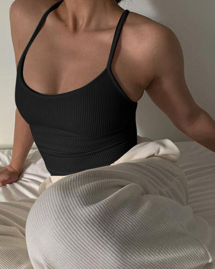 Damski crop top na ramiączkach w prążki