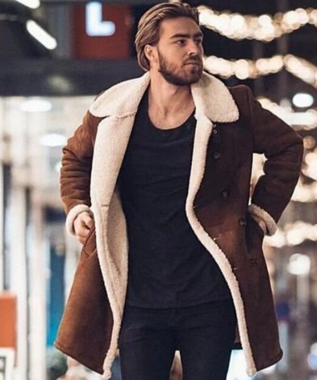 Męski płaszcz z kożuchem