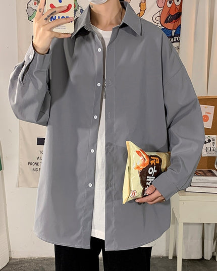 Męska koszula gładka o luźnym kroju