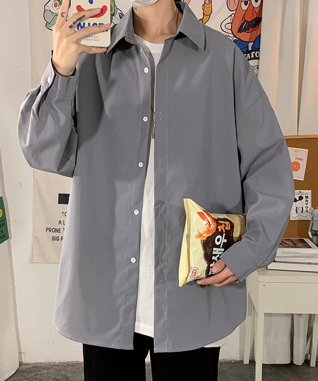 Męska koszula gładka o luźnym kroju