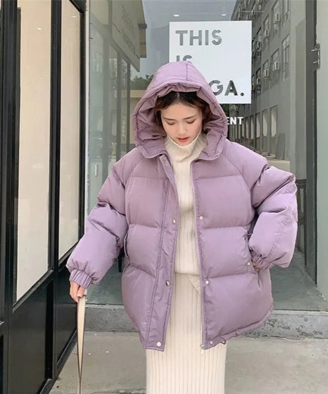 Damska kurtka zimowa oversize z kapturem