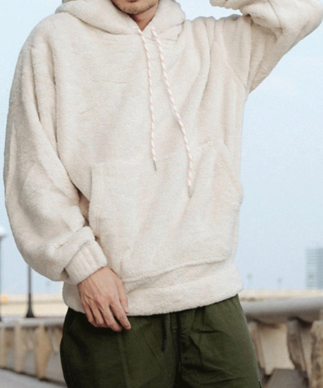 Męska bluza polarowa z kapturem i kieszenią