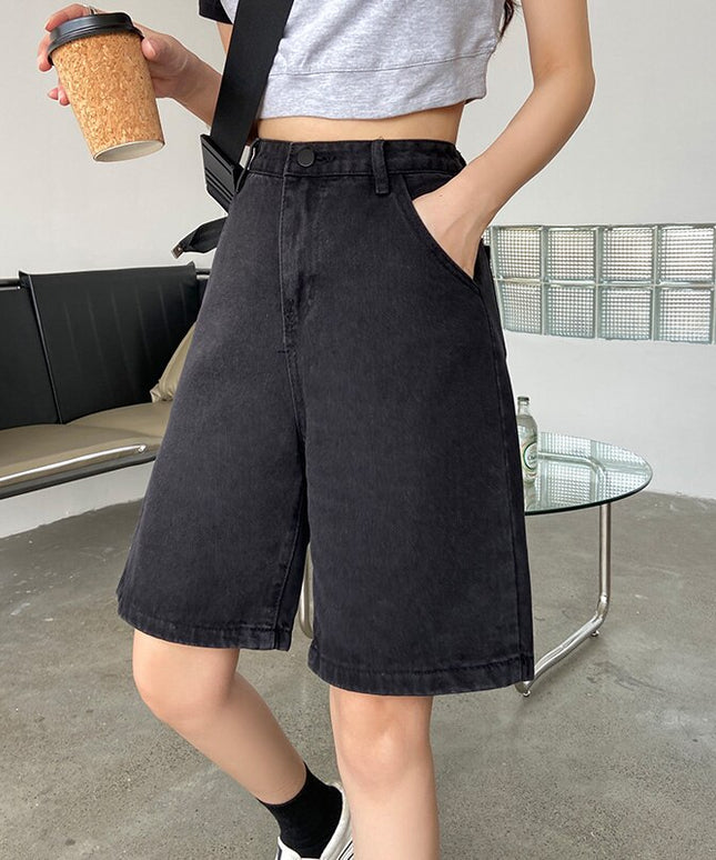 Damskie szorty jeansowe z wysokim stanem długości przed kolano