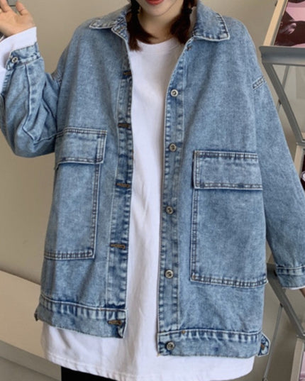 Damska kurtka jeansowa klasyczna o kroju oversize