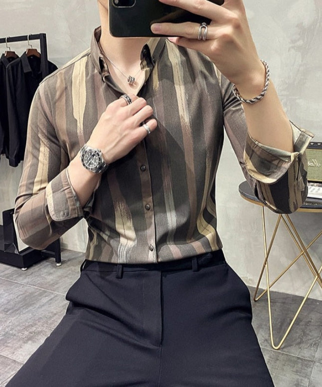 Męska koszula o dopasowanym kroju w paski