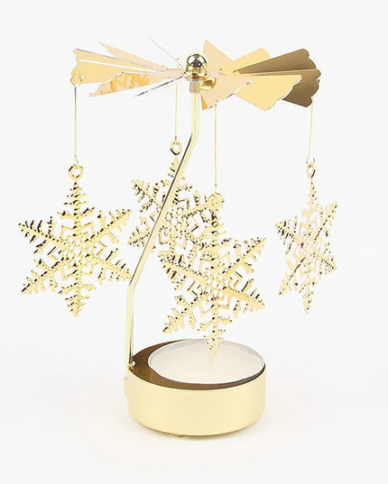 Świąteczny złoty świecznik ze śnieżynkami