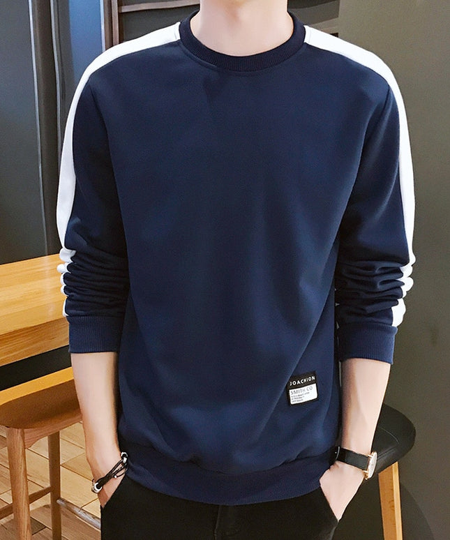 Męska bluza bez kaptura z paskiem na rekawach