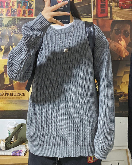 Męski sweter oversize z dekoltem w łódkę