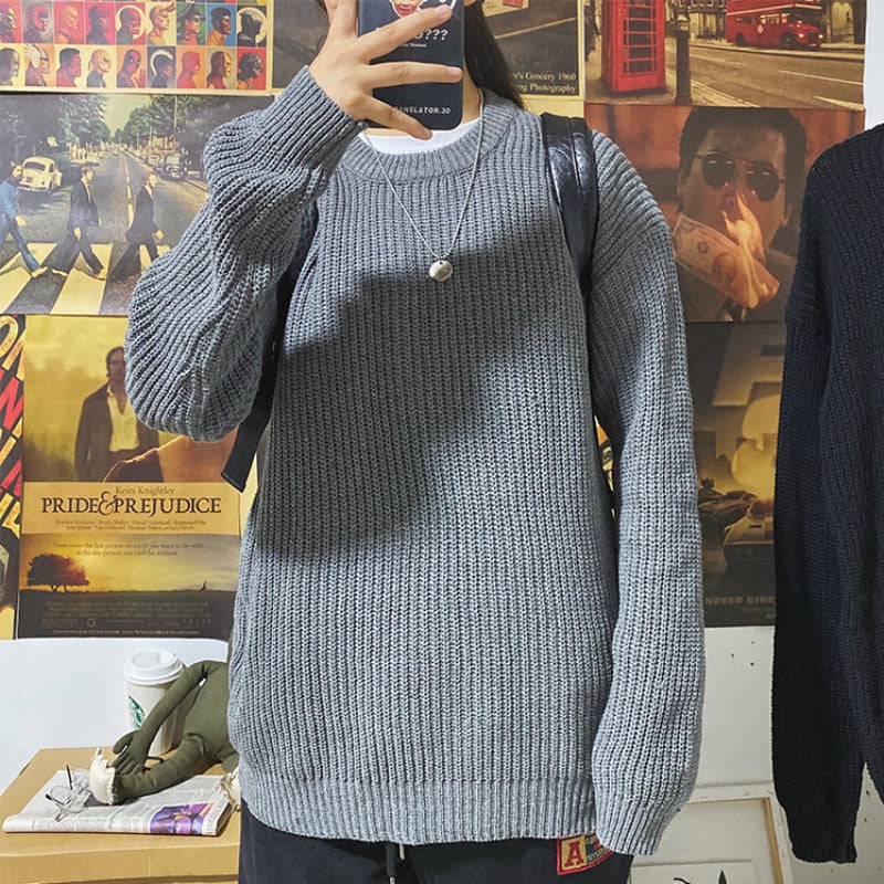 Męski sweter oversize z dekoltem w łódkę