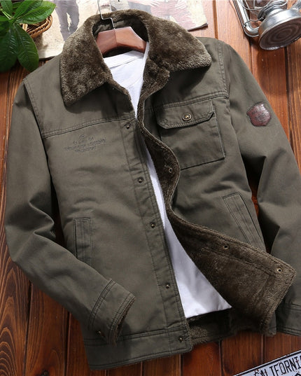 Męska kurtka zimowa ocieplana kożuszkiem z kołnierzykiem