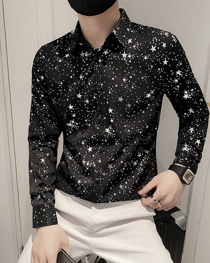 Męska koszula dopasowana w gwieździsty wzór