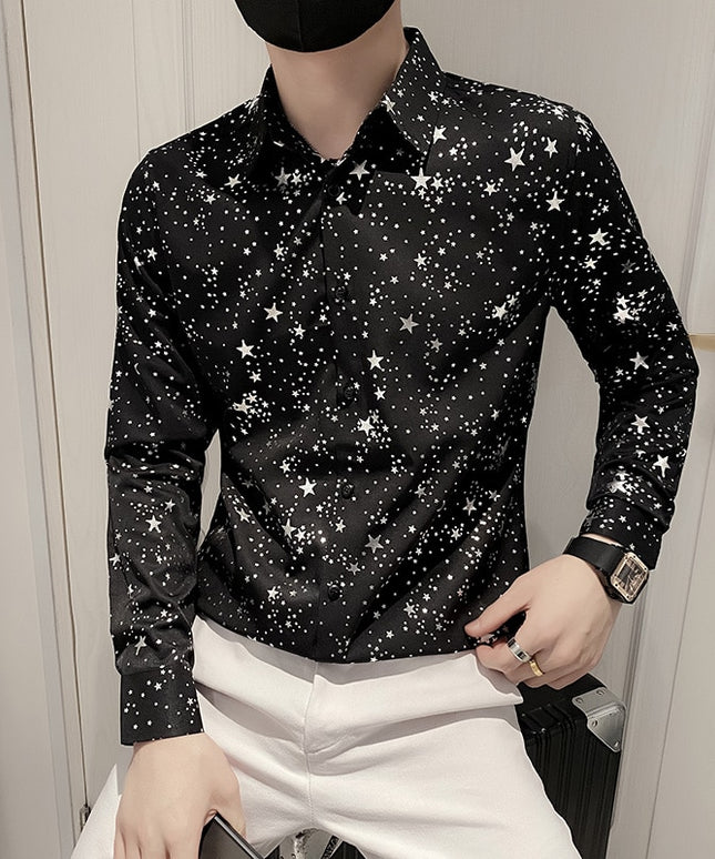 Męska koszula dopasowana w gwieździsty wzór
