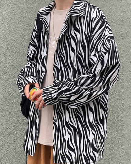 Męska koszula o kroju oversize w zwierzęcy wzór