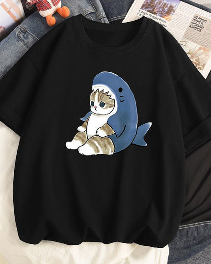 Damski T-shirt z motywem kotka