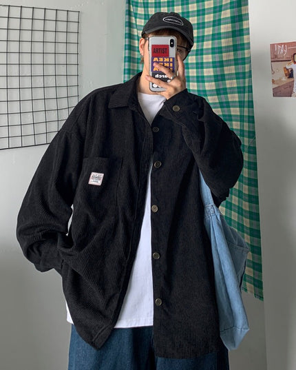 Męska koszula gładka o kroju oversize