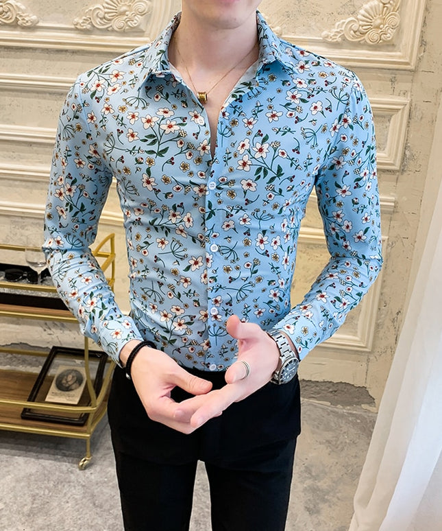 Męska koszula o dopasowanym kroju w kwiaty