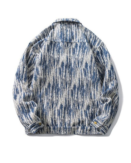 Męska kurtka jeansowa oversize w abstrakcyjny print