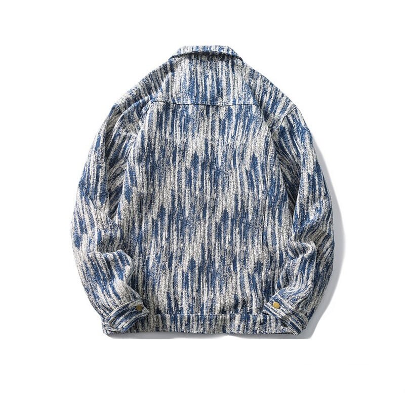 Męska kurtka jeansowa oversize w abstrakcyjny print