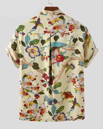 Męska koszulka polo w kwiaty ze stójką