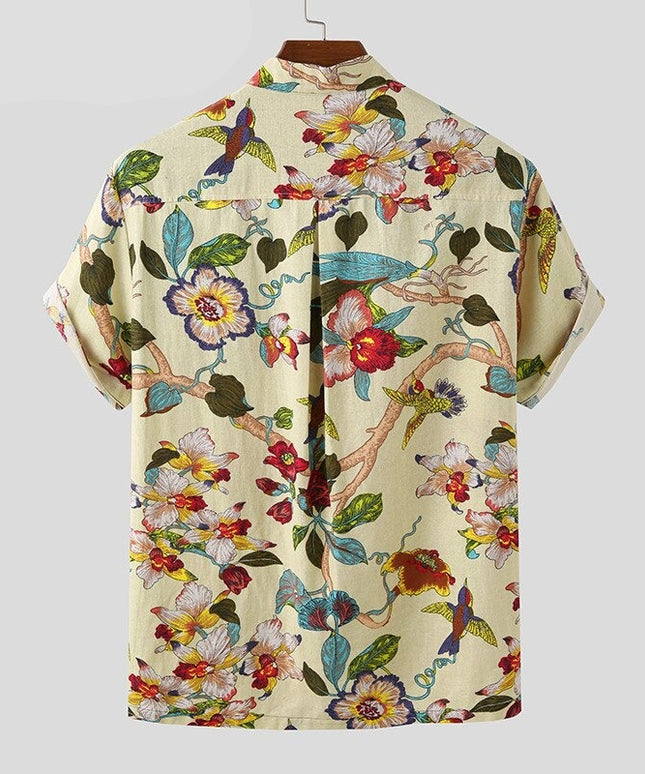 Męska koszulka polo w kwiaty ze stójką