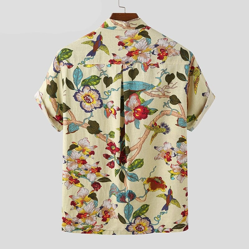 Męska koszulka polo w kwiaty ze stójką