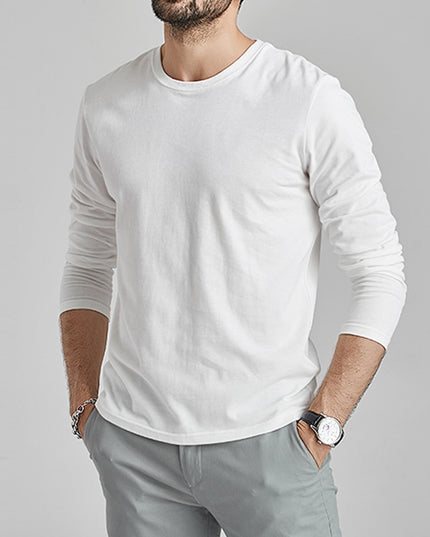 Męska koszulka z długim rękawem z okrągłym dekoltem o prostym kroju