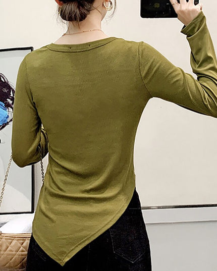 Damska koszulka z długim rękawem z wycięciem