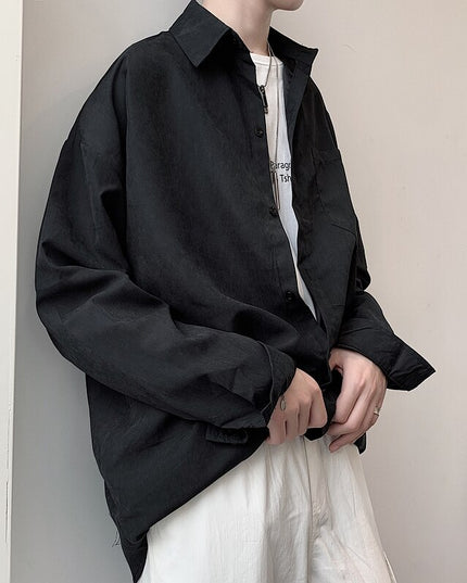 Męska koszula gładka o kroju oversize