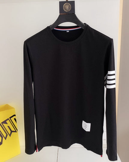 Męska koszulka z długim rękawem o prostym kroju z okrągłym dekoltem