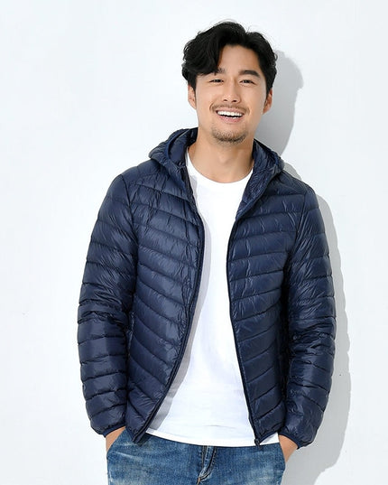 Męska kurtka zimowa pikowana z kapturem