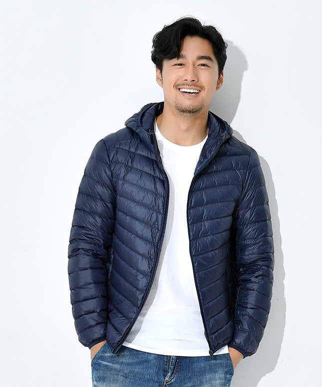 Męska kurtka zimowa pikowana z kapturem