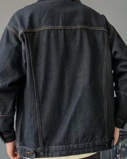 Męska kurtka jeansowa luźna ze wstawkami moro