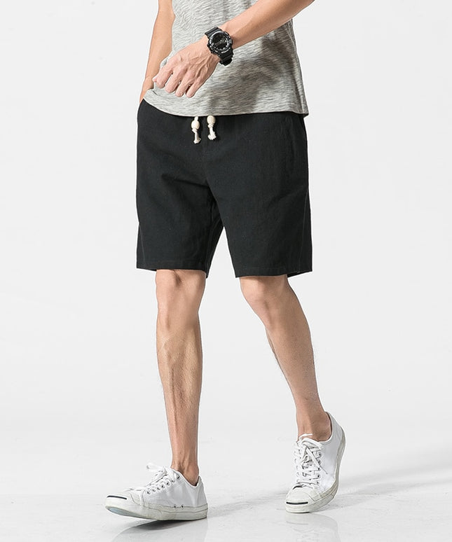 Męskie szorty z materiału imitującego len