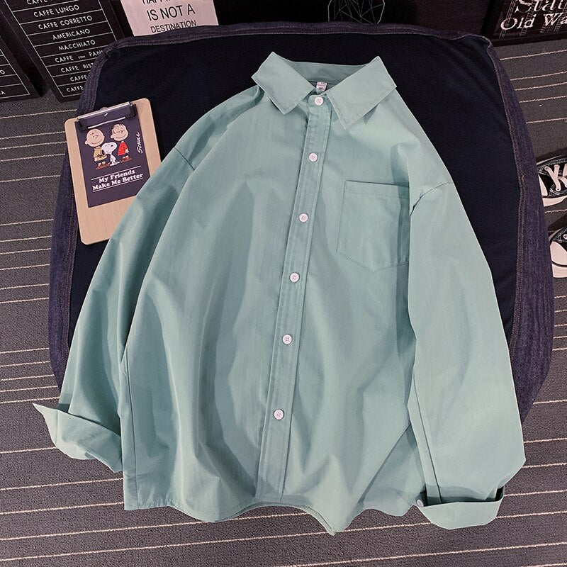 Męska koszula gładka o kroju oversize