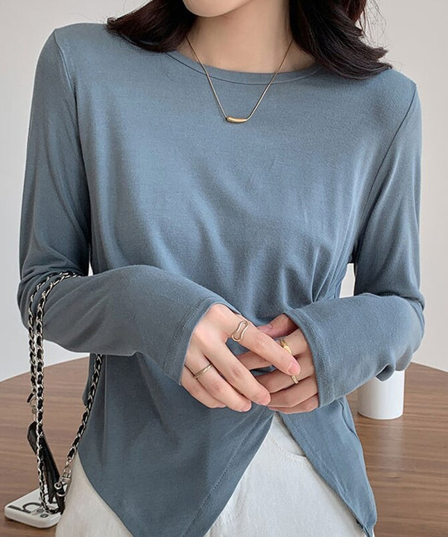 Damska koszulka z długim rękawem z rozcięciem