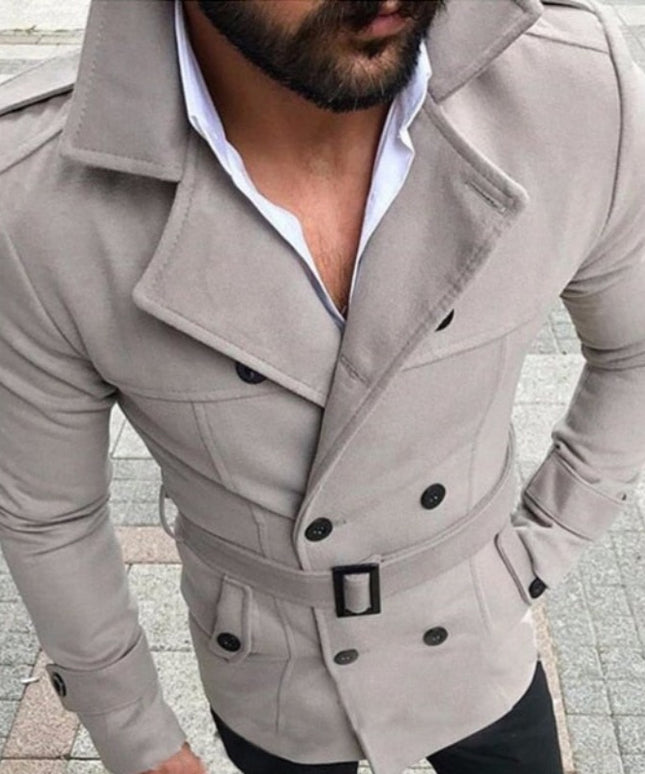 Męski płaszcz klasyczny z paskiem