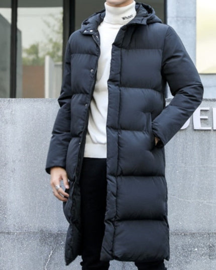 Męska kurtka zimowa długa puchowa ze stójką